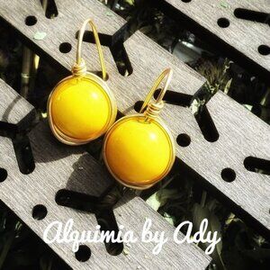 Gold and Yellow big Maximalism earrings + Beach Resort ready